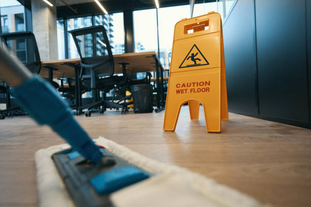 Necessary gadgets for cleaning the premises - a special mop and a folding small stepladder
